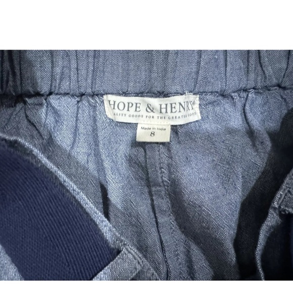 Hope & Henry Cropped Flair Denim Pants With Navy Bow - SIZE: 8 - Picture 5 of 7